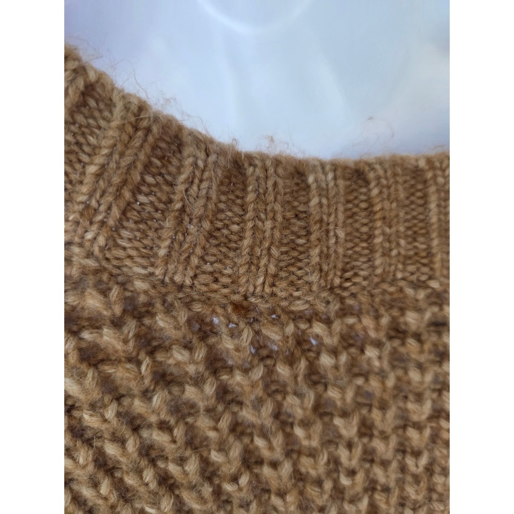American Eagle Oversized V-Neck Sweater Tan Brown Chunky Knit Womens XS - Picture 5 of 7